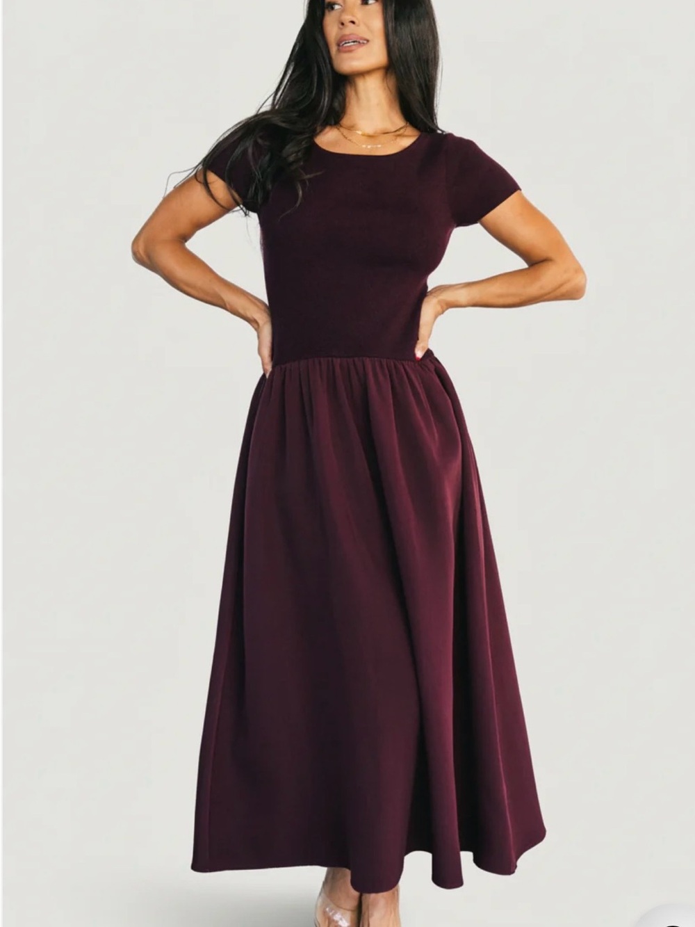 Baltic Born Burgundy Short Sleeve Maxi Dress